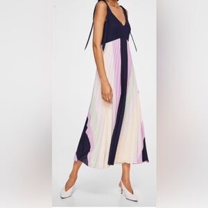 MANGO multi colored pleated maxi dress size 4